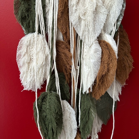 Bohemian Leaf Wall Hanging Decor - Cream, Brown, Green - Picture 2 of 4